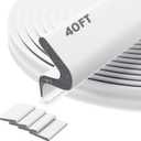 40FT Door Weather Stripping Door Seal - Kerf Front Exterior Door Weather Stripping for Door Frame Soundproofing Door Insulation Strip (with 4 Door Corner Seals) (White)