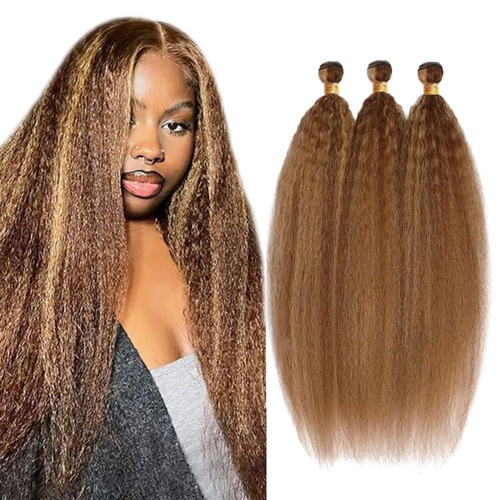 P427 Highlight Blonde Bundles Human Hair Brown Kinky Straight 3 Bundles 20 20 20 Inch Unprocessed Brazilian Virgin Remy Honey Blonde Bundle Human Hair Extensions