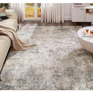 UERMEI 8x10 Area Rug Living Room Rugs - Washable Neutral Modern Abstract Soft Thin Large Rug Indoor Floor No Slip Rug Carpet for Bedroom Under Dining Table Home Office Decor - Brown Grey