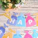 Princess Dress Happy Birthday Banner, Pre-Strung Princess Theme Birthday Party Decorations Colorful Hanging Bunting for Girl's 1st Party Supplies Photo Props Backdrop