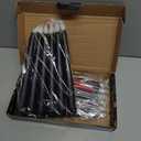 Baquler 12 Pcs 8.5 Inch LED Flameless Taper Candles Bulk Battery Operated Taper Candles Flickering Candlesticks for Wedding Church Holiday Table Decoration (Black)
