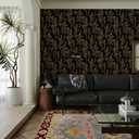 2 x Peel and Stick Wallpaper Black and Gold Wallpaper Dark Floral Contact Paper for Cabinets Bedroom Bathroom Vintage Wall Paper Removable Self Adhesive Shelf Liner Room Decor Vinyl 78"x17.3"