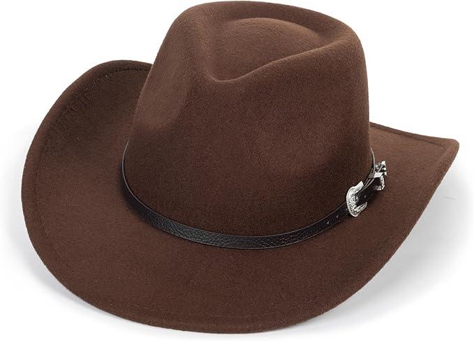 Western Cowboy Hat for Kids Toddler Girls Boys-Felt Fedora Cowgirls for 2-6 Years Old