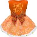 Dog Thanksgiving Outfit Funny Puppy Dog Dress with Bow for Small Medium Dogs Cute Fall Pet Costume for Cats Dogs Thanksgiving Day Halloween, Medium
