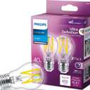 PHILIPS LED 40W A15 2-Pack Ultra Definition Daylight (5000K) 450 Lumen (5W = 40W) Dimmable Clear Flicker-Free Light Bulbs