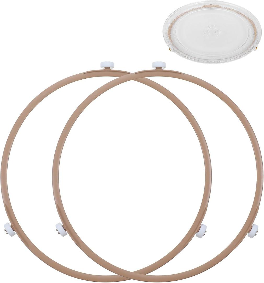 2Pcs Microwave Plate Holder, 8.66In Microwave Turntable Ring Oven Tray Roller Ring Replacement Parts for Microwaves Turntable Spinner Plate Holder, Supports 9.65-12.29 Inch Glass Plates, Easy to Use