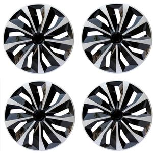 Hubcaps Wheel Covers Replacement R14 Size Hub Cap Universal-Fit Steel Wheel Rim Caps ABS Tire Cover Snap on Most Car Truck SUV Sedan -Set of 414-inchSilver-Black