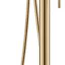 Free Standing Tub Faucet, Qinkell Classic Elegant Gooseneck Freestanding Bathtub Faucet with Sprayer Brass Luxury Floor Mount Bath Faucets High Flow Roman Tub Filler, Brushed Gold (QC-202511BG) (202511-Brushed Gold)