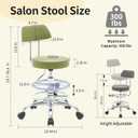 FIRAVOE Height Adjustable Stool 19.5"-26.6", Rolling Chair with Back and Footrest, Green Esthetician Stool Ergonomic (Green)