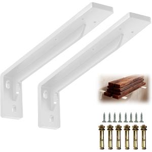 17Inch Shelf Brackets White Heavy Duty, L Brackets for Shelves