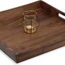 19 x 19 Inches Large Square Curved Black Walnut Wood Ottoman Tray with Handles, Serve Tea, Coffee Classic Wooden Decorative Serving Tray