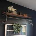 Industrial Pipe Clothing Rack Wall Mounted with Real Wood Shelf,Pipe Shelving Floating Shelves Wall Shelf,48in Retail Clothes Racks Display Rack (1-Layer)