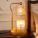 Candle Warmer Lamp, Adjustable Height & Dimmable, Candles with Timer, 2H/4H/8H Auto Off, Safe Flameless Night Light for Home Decor, Bedroom, Office, Christmas Birthday Gift for Women & Men (Amber-Wood)