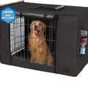 Dog Crate Cover 42 Inch - Waterproof Kennel Cover with Top Window, 600D Oxford Fabric Dog Cage Cover Fit for Most Double Door Wire Crate, Unique Drinking Hole Design, Black (Cover Only) (42"(L)x28" (W)x 30"(H), Black)