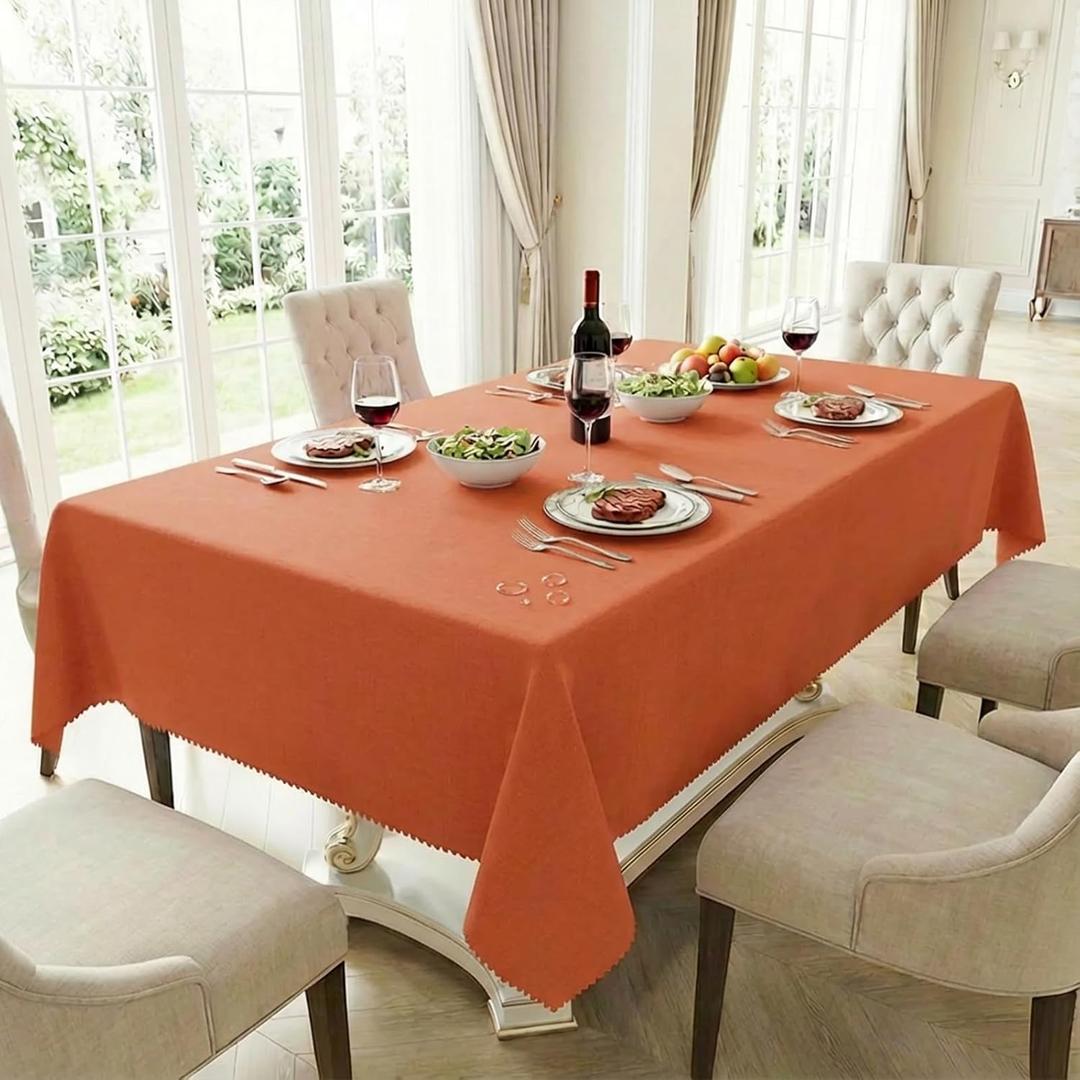 2 x HX&OD Rectangular Tablecloth Cationic Fabric Waterproof Stain Resistant Wrinkle-Resistant for Home/Decoration/Party/Buffet/Wedding/Dining Room/Camping
