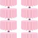 8 Packs 120 Inch Pink Round Tablecloth for Circle Tables, Washable Polyester Tablecloths, Wrinkle Resistant Table Cloth for Spring Wedding Party Banquet Dining