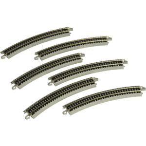 Bachmann Trains - Snap-Fit E-Z TRACK 11.25 RADIUS CURVED TRACK (6/card) - NICKEL SILVER Rail With Grey Roadbed - N Scale, 8