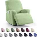KinCam Recliner Covers, Stretch Reclining Chair Covers, Recliner Sofa Slipcovers Stripe Jacquard Recliner Couch Covers Furniture Protector Covers for Pet Kid (1 Seater, Light Green)