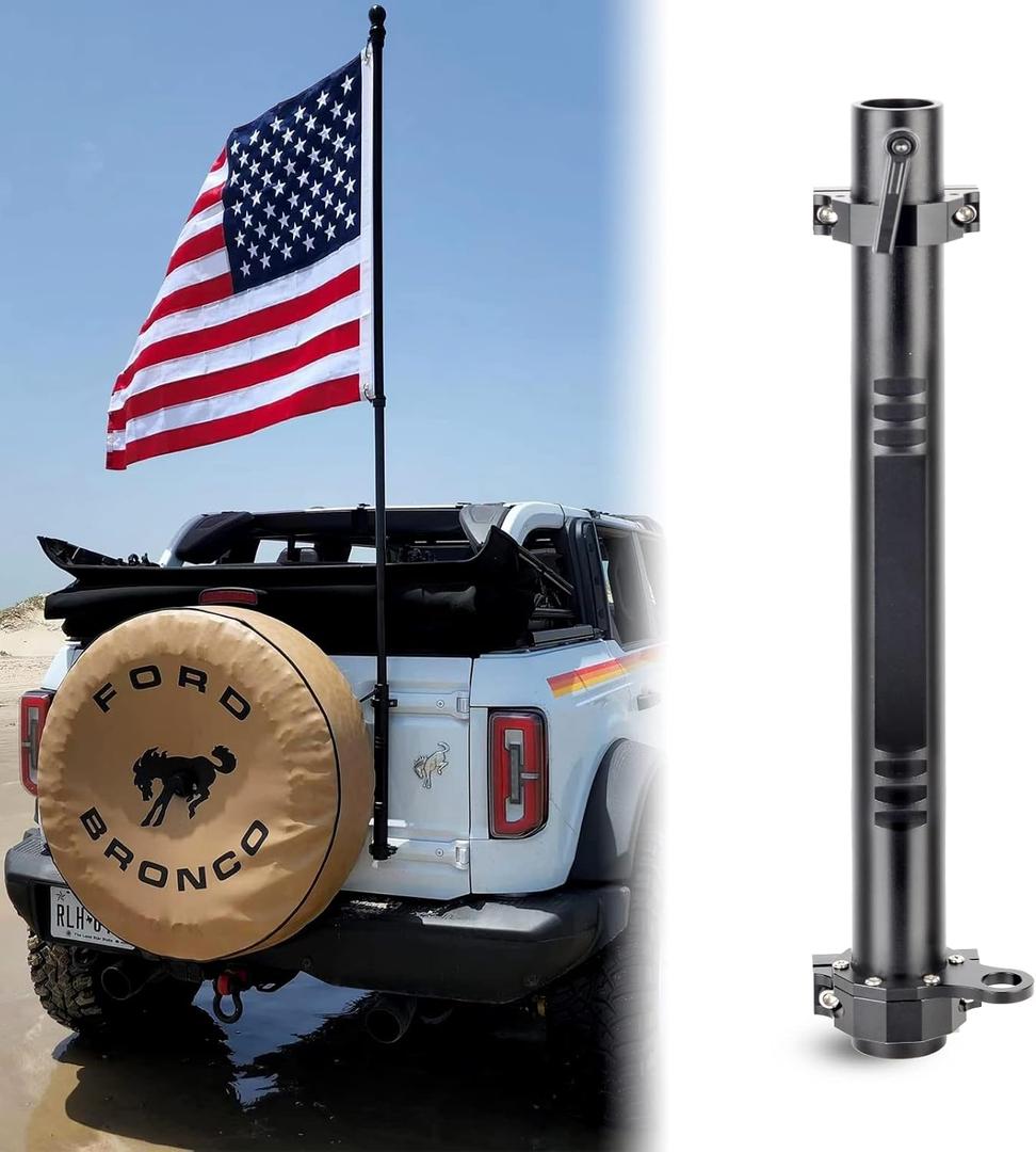 Antenna Mount Flagpole Holder Flagpole Bracket Multi-Function Tailgate Hinge Mounted for Ford Bronco Accessories