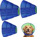 Sadnyy 3 Pcs Dog Cone, Cone for Dogs to Stop Licking, Pet E-Collar Alternative After Surgery, Adjustable Pet Recovery Collar for Wound Healing, Blue, M/L/XL