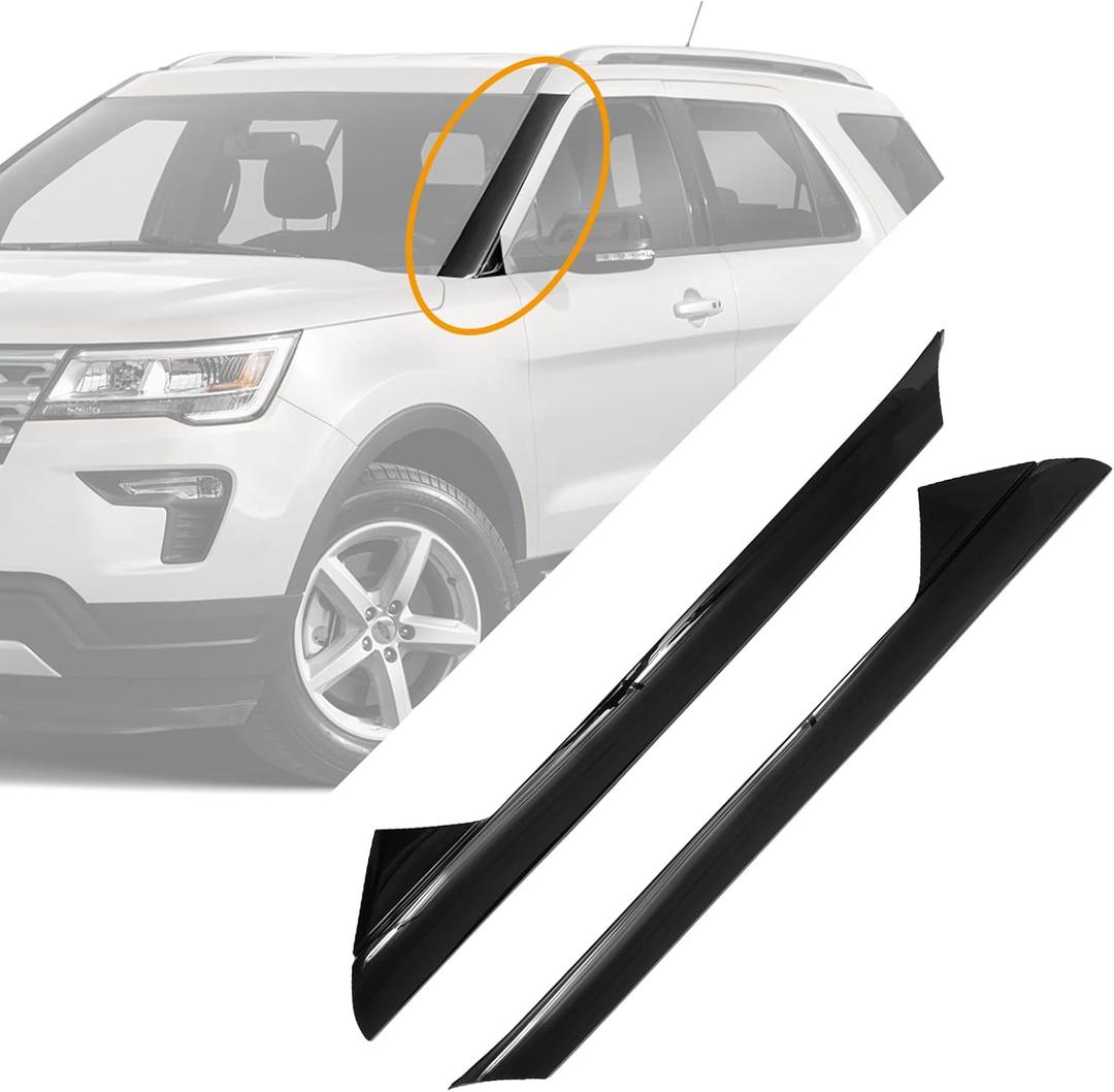 Windshield Trim Molding A-Pillar, Compatible with Ford Explorer 2011-2019, Front Outer Left Driver & Right Passenger Cover, Window Trim Moulding, BB5Z7803136AA, BB5Z7803137AA, Plastic Windshield Trim (Outer LH&RH)