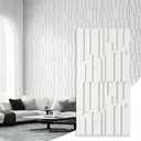 Large PU Decorative Wall Panels, 4-Pack Covers 31 Sq.Ft 47.2" x 23.6" 3D Architectural Accent Wall Panels for Living Room, TV Wall, Office & Commercial Spaces (White)