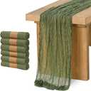 Ling's moment 6 Pack 10Ft Gauze Sheer Table Runner Cheesecloth Table Runner for Wedding Party Bridal Shower(Moss Green, 10ft x 35")