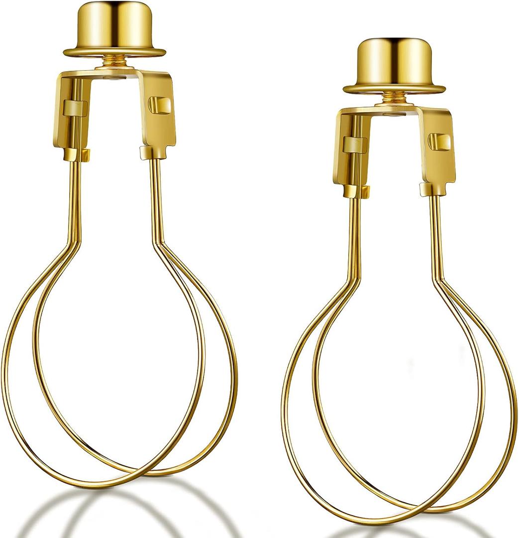 Honoson Bulb Lamp Shade Light Bulb Clip Adapter Includes Finial and Lampshade Levellers for Replacement (Golden)