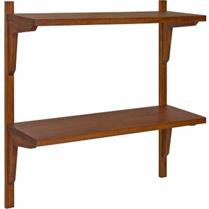 Kate and Laurel Meridien Mid-Century Wall Shelves, 24" x 8" x 24", Walnut, Transitional Wall Decor and Storage