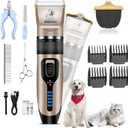 Dog Clippers for Grooming,Dog Grooming Kit for Heavy Thick Hair&Coats/Low Noise Rechargeable Cordless Hair Trimmer/Pet Shaver with Paw Trimmer for Small & Large Dogs Cats (Gold)