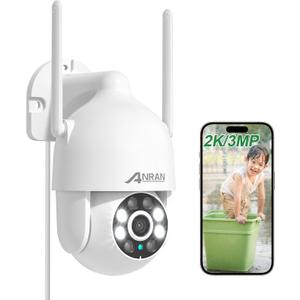 ANRAN 2K WiFi Security Camera Outdoor: 2.4/5GHz Dual-Band, Auto-Tracking, 2-Way Audio, Color Night Vision, 24/7 Recording, 3MP Pan-Tilt 360 View Camera for Home/House