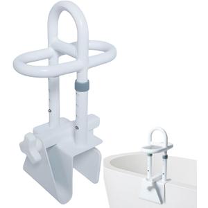 Bathtub, Entry Aid for Seniors, No Drilling, Height Adjustable, Carbon Steel Handles, Bath with Armrests Made of EVA Foam, Adjustable Wall Thickness Width 8-17 cm, Maximum Load 136 kg