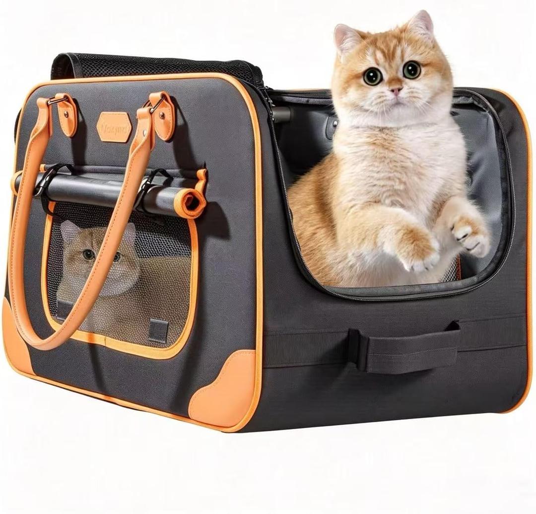 Extra Large Cat Carrier for 2 Cats, Collapsible Soft Sided Pet Carrier for Large Cats Small Dogs Up to 50 LBS, Cat Bag Carrier for Travel, Anti-Wear and Ventilated Design, 24"x14"x15.5"