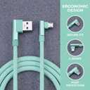 Right Angle Micro USB Cable, 3Ft 90 Degree Data Cable Charger Cord, 2.4 A, Nylon Braided USB Cable Male Data Sync and Charge Cable for Android Phone (Green)
