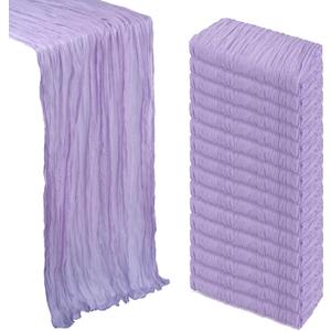 16 Pack Lilac Purple Cheesecloth Table Runner 10Ft Spring Lavender Gauze Cheese Cloth Table Runner 120 Inch Boho Sheer Rustic Fabric for Holiday Party Decor Baby Shower Wedding Decoration