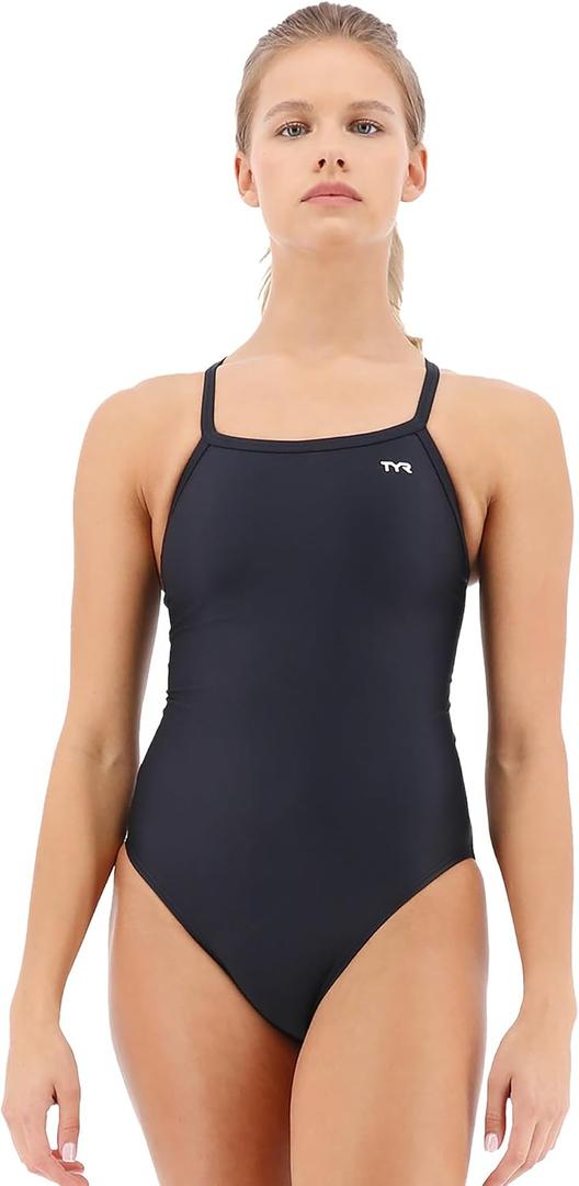 TYR Women's TYReco Solid Diamondback Swimsuit, Black, 34 (Black, M)