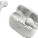 JBL Vibe Beam - True Wireless JBL Deep Bass Sound Earbuds, Bluetooth 5.2, Water & Dust Resistant, Hands-free call with VoiceAware, Up to 32 hours of battery life (White)