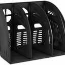 SAYEEC 2Pcs Magazine Holder Plastic File Sorter Binder Holder for Desk Folder Organizer Stand Book Shelf Dividers Vertical Filling Storage Rack Desktop Bookshelf Display Box for Office School (Black)