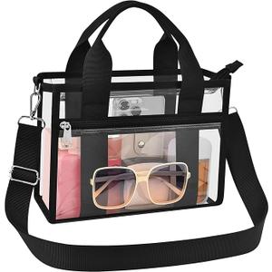 USPECLARE Clear Tote Bag for Stadium Events Clear Sports Fan Messenger Bag | Transparent Handbags with Reinforced Bottom for Work, Concert, Festival, Sports