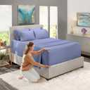 Hearth & Harbor Extra Deep Pocket Queen Sheets Sets - Fits Mattress 18-24 Inches Deep - Extra Deep Pocket Sheets - 6 Piece Queen Size - Steel Blue