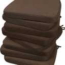 AAAAAcessories D-Shaped Chair Cushions, 2" Thick Dining Chair Pads with Ties and Removable, Machine-Washable Cover, 17" x 16", Set of 8, Brown