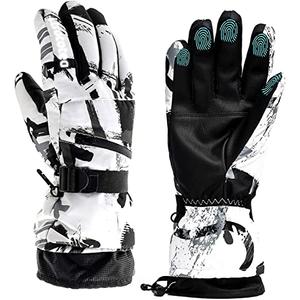 Ltrototea Ski Snow Gloves for Men Women -20℉ Insulated Warm Winter Waterproof Touchscreen Snowboard Glove Snowboarding Snowmobile Outdoor Gloves with Wrist Guards White X-Large