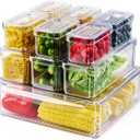 10 Pack Clear Fridge Organizer, Stackable Refrigerator Organizer Bins with Lids, Fridge Storage Containers for Kitchen, Food, Cabinets, Fruits, Vegetables, Cereals