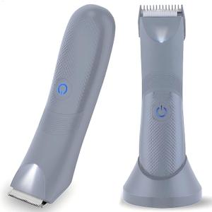 Electric Bikini Trimmer for Women - 2 in 1 Electric Lady Pubic Hair Groomer Painless Hair Removal Razor Body Shaver(Silver Gray)