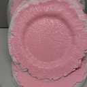 Teruntrue 24 Pcs Pink Charger Plates Bulk 13 Inch Plastic Charger Plates for Dinner Plate, Pink Chargers for Table Setting, Reef Design Plate Floral Decorative Round Chargers for Wedding Party Event