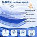 RVMasking Pontoon Boat Cover with Motor Cover, 1400D Heavy Duty Middle Reinforced, Marine Grade Waterproof Boat Cover for Length: 25'-28', Beam Width up to 102", Blue