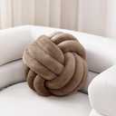 Sioloc Soft Knot Ball Pillows,Round Throw Pillow Cushion Home Decoration Plush Pillow,Throw Knotted Pillow Handmade Round Plush Pillow10.6inches,Brown, Medium