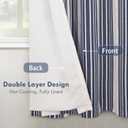 DriftAway Chris Linen Blackout Curtains with Thermal and Sound Reducing Layer 63 Inches Long for Bedroom Striped Printed Drapes Thermal Insulated Lined Window Treatment for Living Room Linen Dark Blue