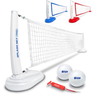 GoSports Splash Net PRO Pool Volleyball Net - Red, White, or Blue - Includes 2 Water Volleyballs and Pump
