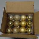 MECCANIXITY Christmas Ball Ornaments Christmas Tree Decorations Balls Gold 1.6"/4CM for Party Decoration Wedding Holiday Christmas Decor 24Pcs